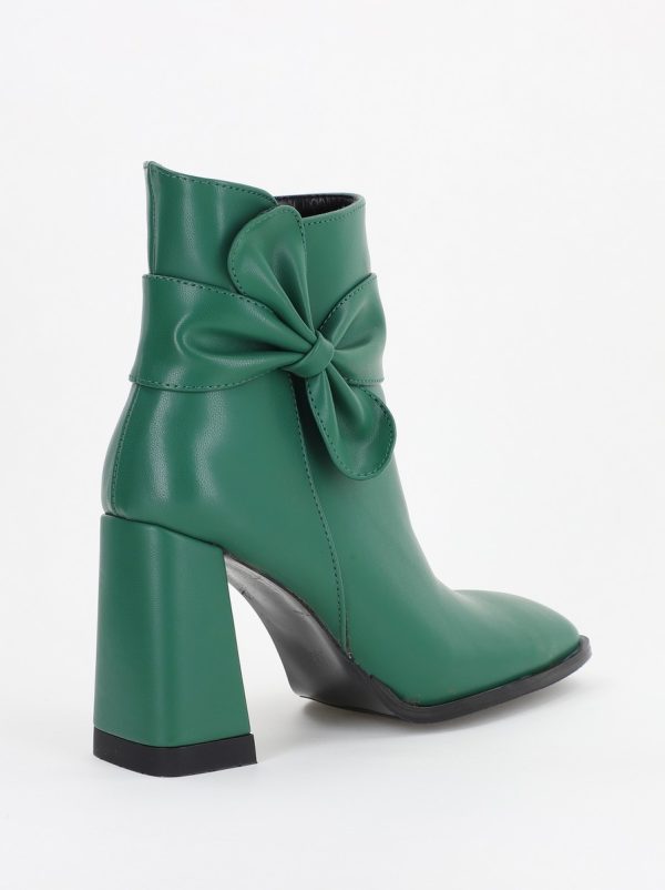 Botine dama din piele ecologică cu fundiță Verde (BS5002BT2310039) 143