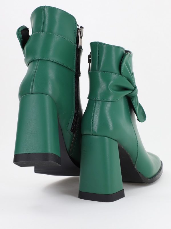 Botine dama din piele ecologică cu fundiță Verde (BS5002BT2310039) 141