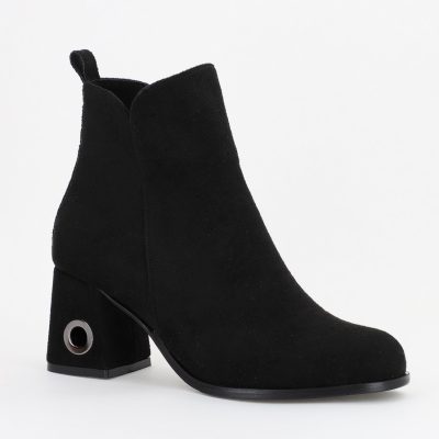 Botine damă din piele ecologică întoarsă Neagră (BS712BT2310063)