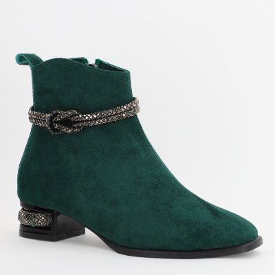 Botine damă din piele ecologică întoarsă Verde (BS160BT2310044)