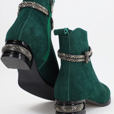 Botine damă din piele ecologică întoarsă Verde (BS160BT2310044)