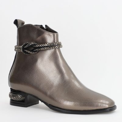 Botine damă din piele ecologică lucioasă Platina (BS160BT2310047)