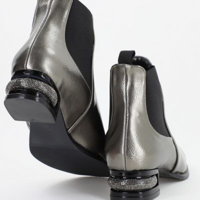 Botine damă din piele ecologică Platina lac (BS151BT2310052)