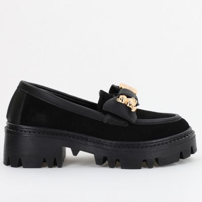 Mocasini Dama tapla groasa elemente design Negru (BS02001AY2310031)