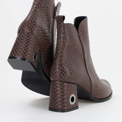 Botine damă din piele ecologică Cafeniu texturat (BS712BT2310284)