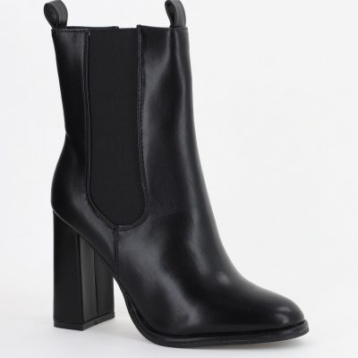 Botine damă din piele ecologică cu fermoar Negru (BS16803BO2310137)