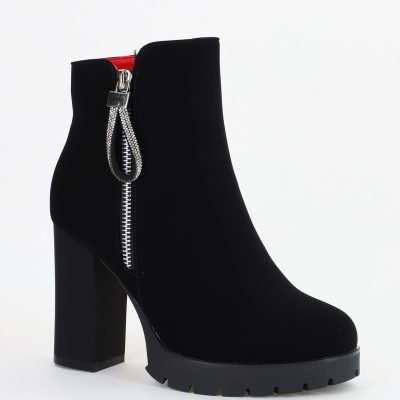 Botine damă din piele ecologică întoarsă Negre (BS7508AM2310108)