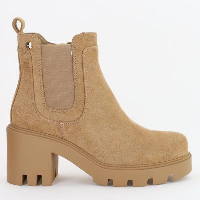 Botine damă din piele ecologică întoarsă Bej (BS7513AM2310104)