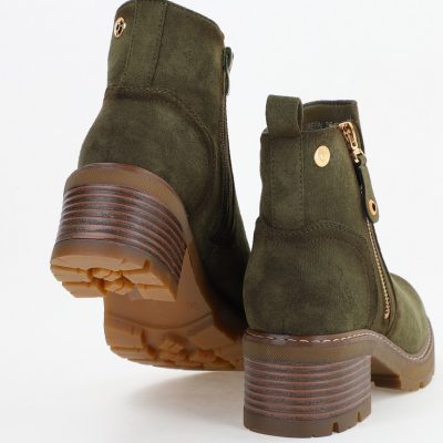 Botine damă din piele ecologică întoarsă Kaki (BS2610BO2310096)