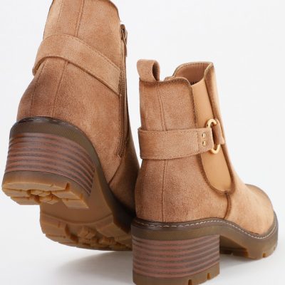 Botine damă din piele ecologică întoarsă Maro Capuccino (BS2611BO2310095)