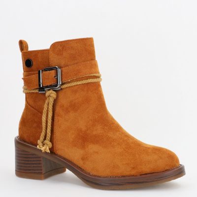 Botine damă din piele ecologică întoarsă Maro Camel (BS2612BO2310085)