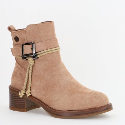 Botine damă din piele ecologică întoarsă Maro Capuccino (BS2612BO2310079)