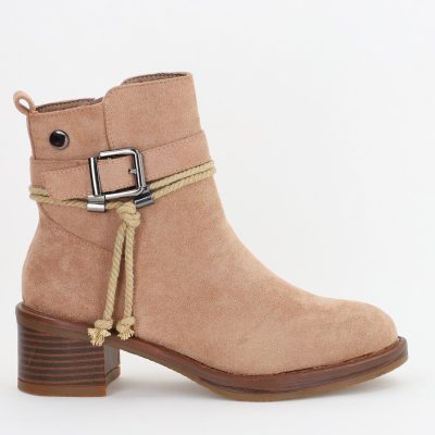 Botine damă din piele ecologică întoarsă Maro Capuccino (BS2612BO2310079)