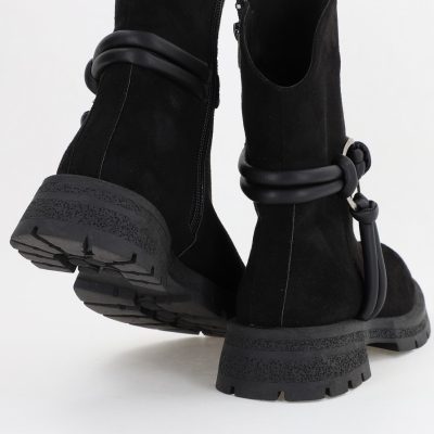 Botine dama din piele ecologică întoarsă Negre (BS220BT231067)