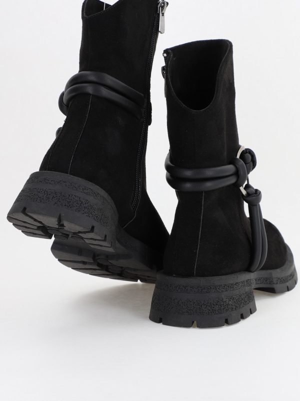 Botine dama din piele ecologică întoarsă Negre (BS220BT231067) 141