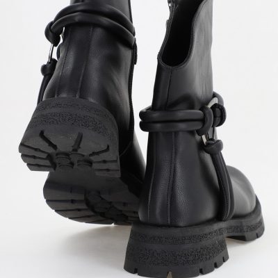 Botine dama din piele ecologică întoarsă Negre (BS220BT231068)