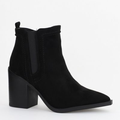 Botine damă din piele ecologică întoarsă Negru (BS2606BO2310076)