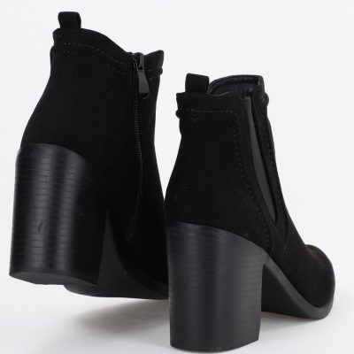 Botine damă din piele ecologică întoarsă Negru (BS2606BO2310076)