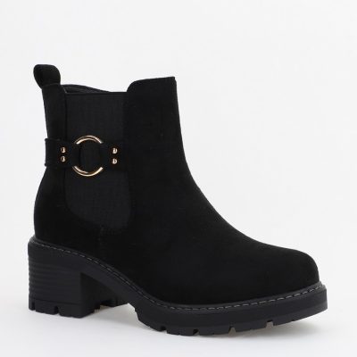 Botine damă din piele ecologică întoarsă Negru (BS2611BO2310092)