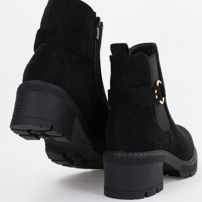 Botine damă din piele ecologică întoarsă Negru (BS2611BO2310092)