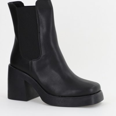 Botine dama din piele ecologică negru(BS9027BT2310282)