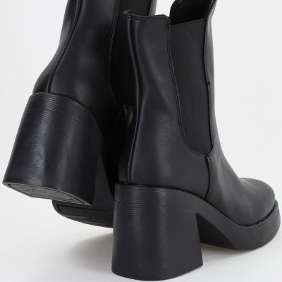 Botine dama din piele ecologică negru(BS9027BT2310282)