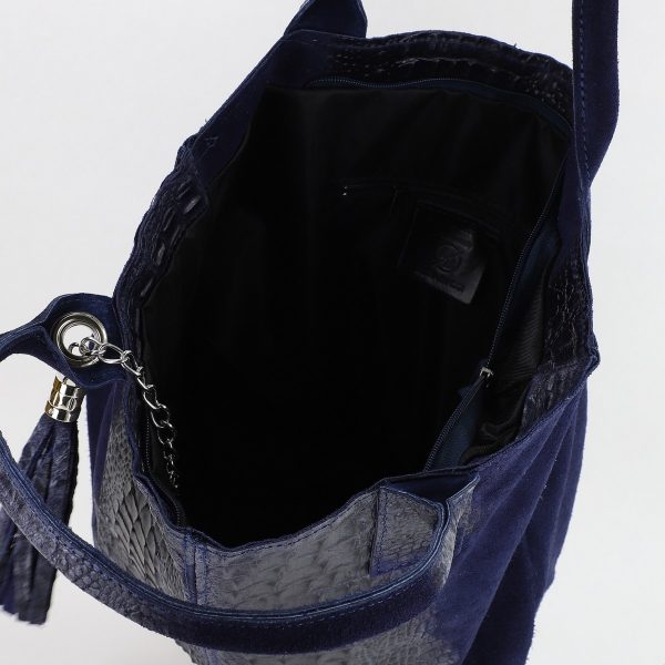 Geanta Dama din Piele Naturala Shopper, Breloc cu Buzunar Bleumarin- Laura Biaggi BS0201SH2310603 143