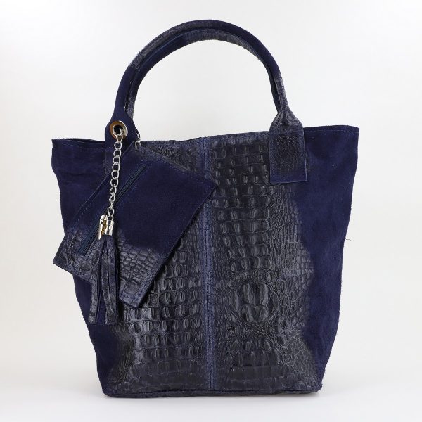 Geanta Dama din Piele Naturala Shopper, Breloc cu Buzunar Bleumarin- Laura Biaggi BS0201SH2310603 141