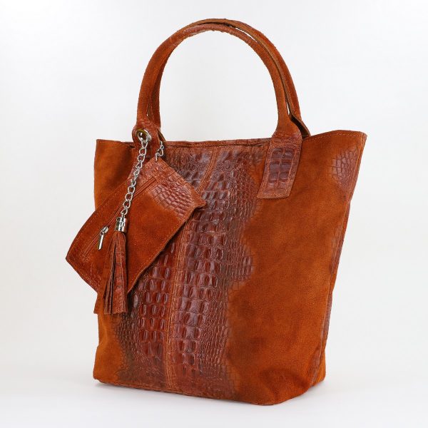 Geanta Dama din Piele Naturala Shopper, Breloc cu Buzunar Maro - Laura Biaggi BS0201SH2310607 141