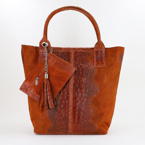 Geanta Dama din Piele Naturala Shopper, Breloc cu Buzunar Maro - Laura Biaggi BS0201SH2310607 142