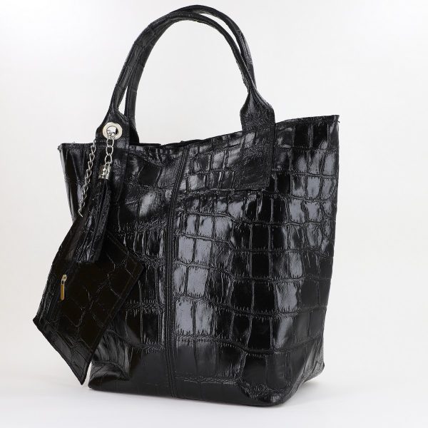 Geanta Dama din Piele Naturala Shopper, Breloc cu Buzunar Negru- Laura Biaggi BS0201SH2310608 141