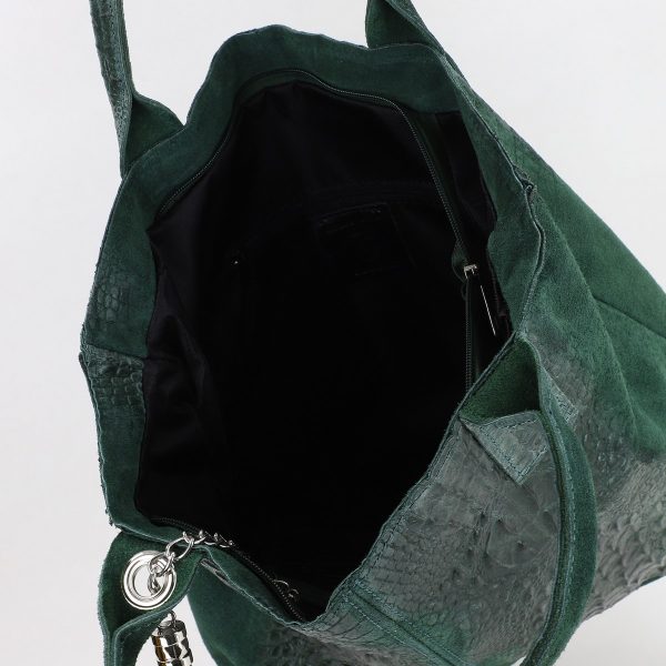 Geanta Dama din Piele Naturala Shopper, Breloc cu Buzunar Verde - Laura Biaggi BS0201SH2310606 143