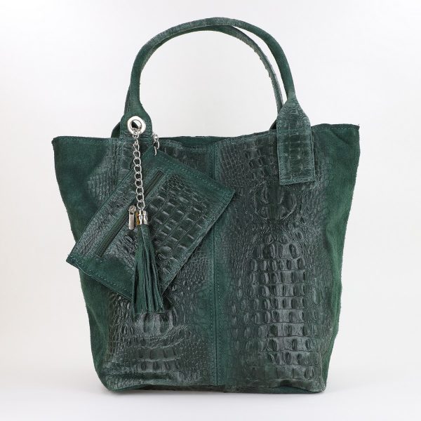 Geanta Dama din Piele Naturala Shopper, Breloc cu Buzunar Verde - Laura Biaggi BS0201SH2310606 142