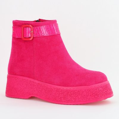 Ghete Damă cu Fermoar Piele Ecologică întoarsă culoare Fuchsia (BS010BT2310276)