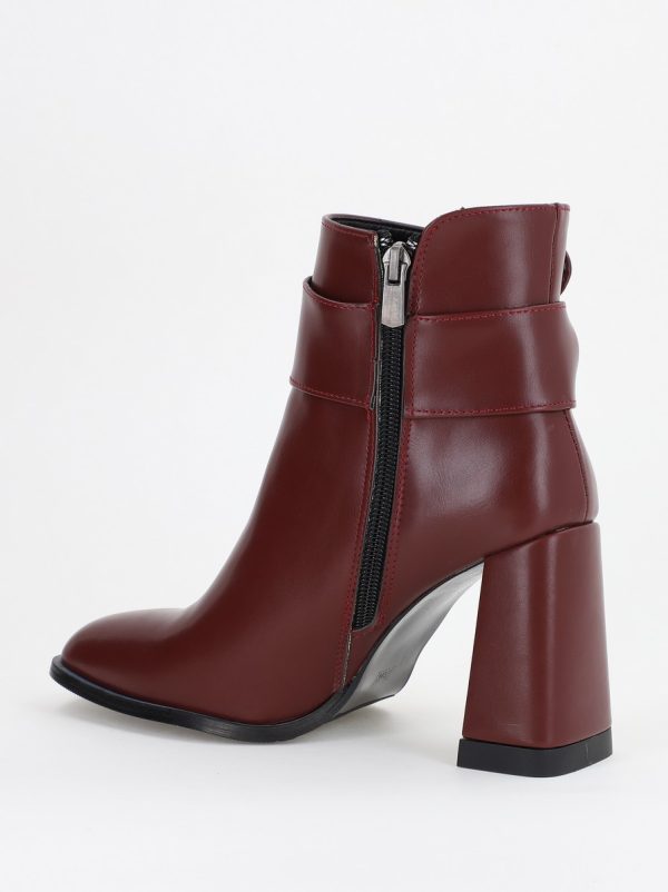 Botine dama din piele ecologică cu fundiță Bordo (BS5002BT2312012) 144