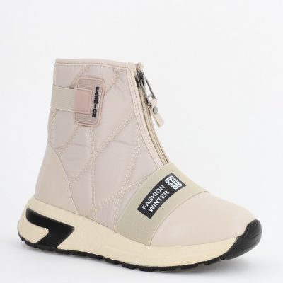 Botine sport cu toc damă din material sintetic închidere cu fermoar Bej BS580BT2312020