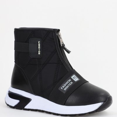 Botine sport cu toc damă din material sintetic închidere cu fermoar Negre BS580BT2312021