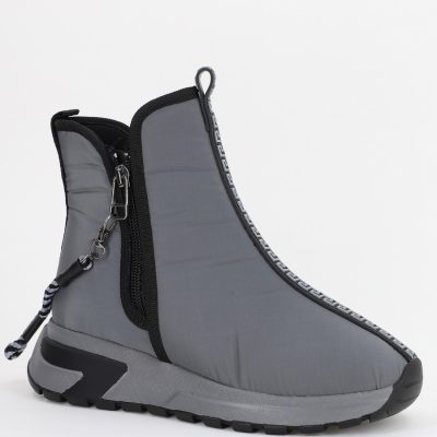 Botine sport cu toc damă din material sintetic închidere cu fermoar Gri BS581BT2312026