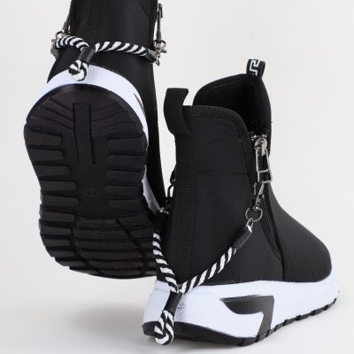 Botine sport cu toc damă din material sintetic închidere cu fermoar Negre BS581BT2312024