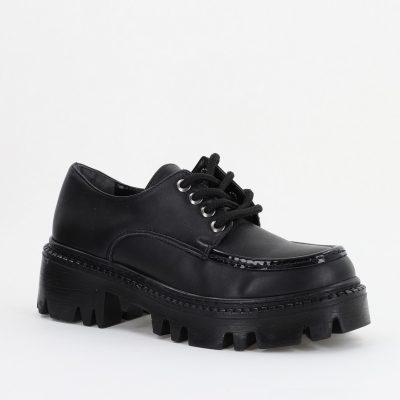 Mocasini Dama tapla groasa cu sireturi culoare Negru (BS02002AY2310248)