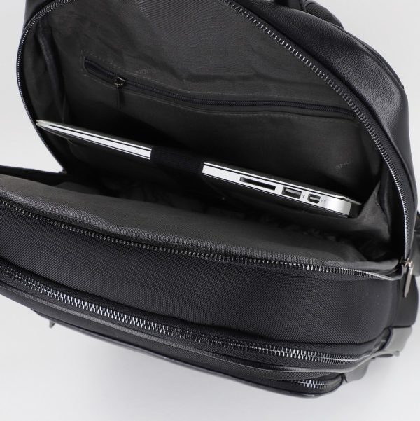 Rucsac de transport Laptop cu Buzunare Barbati material sintetic și piele ecologică Negru - David Jones BS6815CM2312701 142