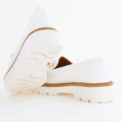 Mocasini damă casual piele ecologică cu elemente metalice Alb (BS1723G2401668)