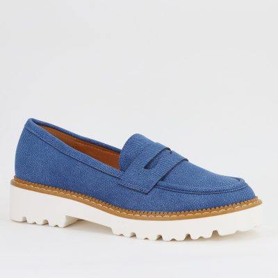 Mocasini damă casual piele ecologică aspect denim Bleumarin (BS1720G2401670)