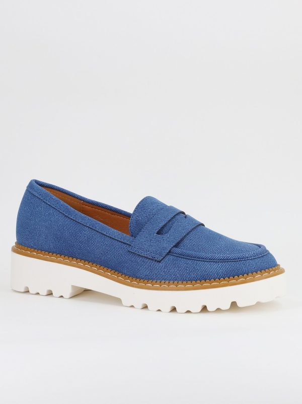 Incaltaminte Dama - Mocasini damă casual piele ecologică aspect denim Bleumarin (BS1720G2401670)