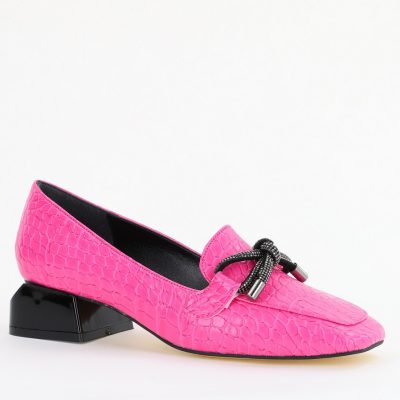 Pantofi cu Toc Eleganti din Piele Ecologica Texturată Roz Fuchsia - BS156CBA2401509