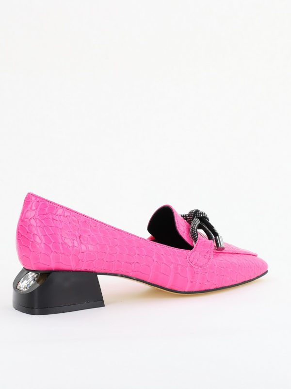 Pantofi cu Toc Eleganti din Piele Ecologica Texturată Roz Fuchsia - BS156CBA2401509 143