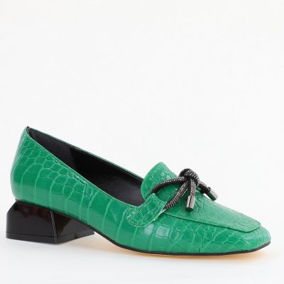 Pantofi cu Toc Eleganti din Piele Ecologica Texturată Verde - BS156CBA2401506