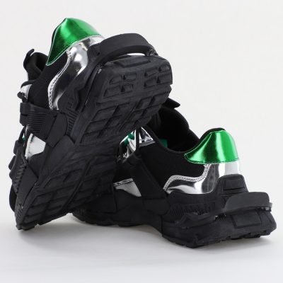 Pantofi sport damă cu elemente design reflectorizante Negru cu verde (BS302EV2401624)