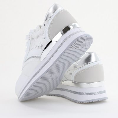 Pantofi sport damă piele ecologică și material textil Alb (BS305EV2401630)