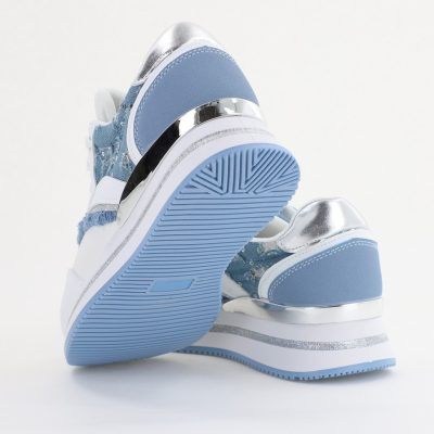 Pantofi sport damă piele ecologică și material textil Albastru (BS305EV2401632)